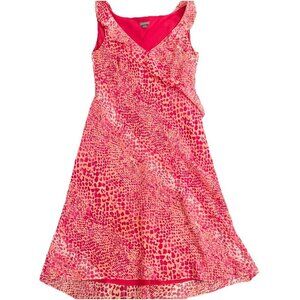 Ann Taylor Women’s Silk Animal Print Dress Sleeveless Ruffle Size 4 Ruffle Coral